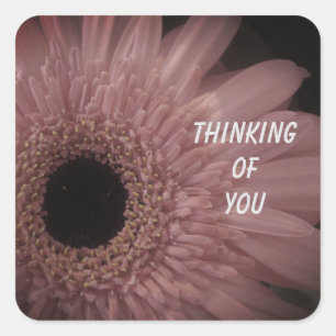 Denkend aan Jou Bleke Roze Bloem Foto Bloemstuk Vierkante Sticker