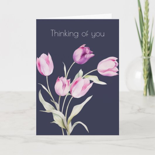 Denkend aan Jou Botanische Tulp Bloem Boho Kaart (Voorkant)