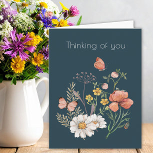 Denkend Aan Jou Botanische Wilde Bloem Boho Bedankkaart