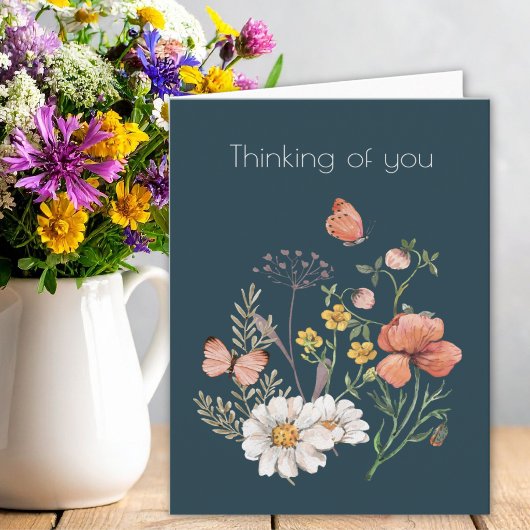 Denkend Aan Jou Botanische Wilde Bloem Boho Bedankkaart