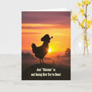 Denkend aan Jou Cute Kippenboerderij in Cowboyhoed Kaart