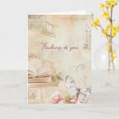 Denkend aan Jou Dromerige Vintage  Kaart (Gele Bloem)