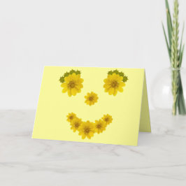 Denkend Aan Jou Gelukkig Gezicht Bloem Glimlach Kaart