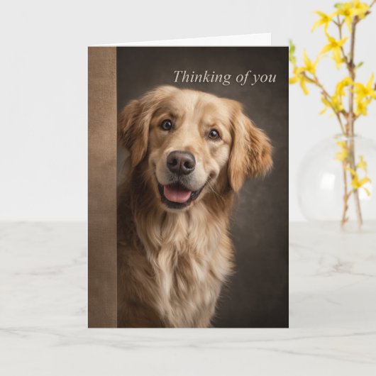 Denkend aan jou Golden Retriever Kaart (Gele Bloem)
