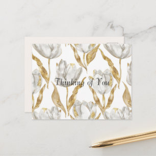 Denkend Aan Jou Goud Witte Tulp Bloemen Briefkaart