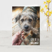 Denkend aan Jou Hond Touwtrekken Kaart (Gele Bloem)