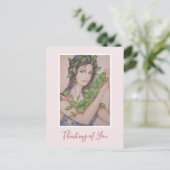 Denkend aan Jou Ivoor Bruidsmeisje Potlood Illustr Briefkaart (Staand voorkant)