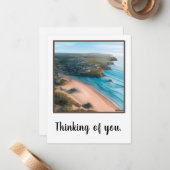 Denkend aan jou, luchtfoto strand scene notitiekaartje (Voorkant / Achterkant in situ)