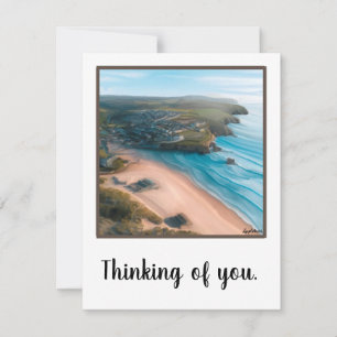 Denkend aan jou, luchtfoto strand scene notitiekaartje