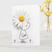 Denkend Aan Jou Madeliefjeshaar Kaart (Gele Bloem)