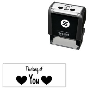 Denkend aan Jou met Cute Harten Zelfinktende Stempel