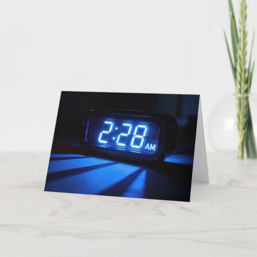 Denkend aan Jou Neon Blauwe Nachtkastje Klok Kaart (Voorkant)