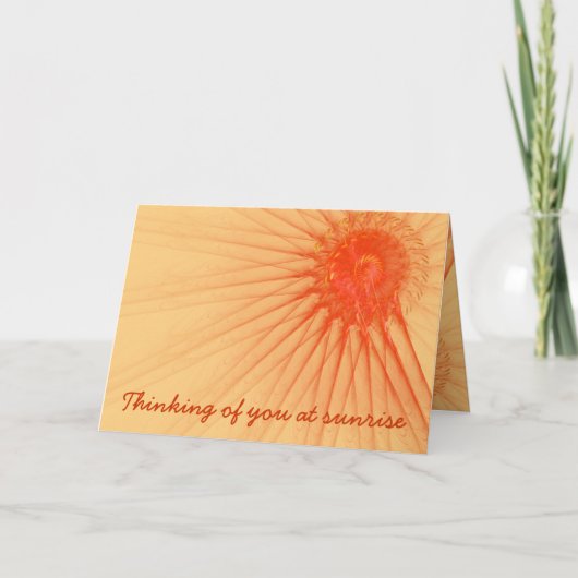 Denkend aan jou Oranje Zonneschijn Stralen Sjabloo Kaart (Voorkant)