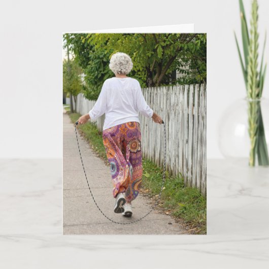 Denkend aan Jou Oude Dame Springt Touw Kaart (Voorkant)