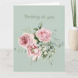 Denkend Aan Jou Roze Botanische Rozen Salie Kaart