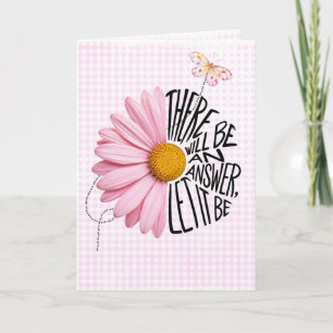 Denkend aan Jou Roze Madelief op Gingham Kaart