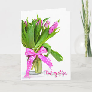 Denkend aan Jou-roze tulpen Kaart