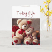 Denkend aan Jou Schattig Knuffelen Teddy Liefde Ha Kaart (Gele Bloem)