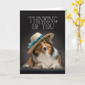Denkend Aan Jou Sheltie Kaart (Gele Bloem)