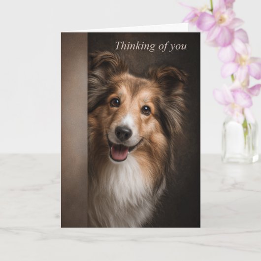 Denkend aan jou Shetland Sheepdog Kaart (Orchidee)