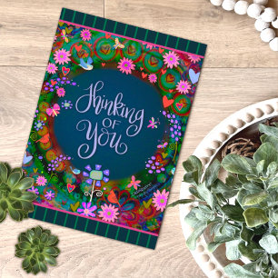 Denkend aan Jou Whimsical Bloemhart Streep Kaart
