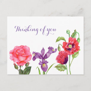 Denkend Aan Jou Zomerbloemen Aquarel Briefkaart