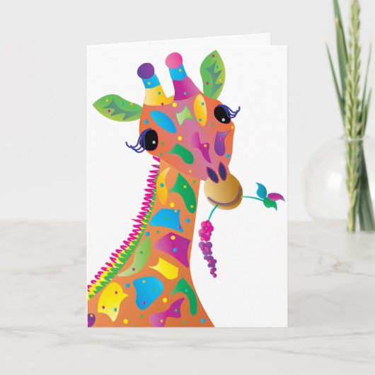 Denkend aan U, Abstracte kleurrijke Giraffe Bedankkaart (Voorkant)