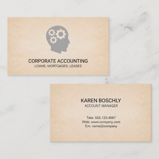 Denkende Versnellingen Papierstructuur Achtergrond Visitekaartje (Voorkant / Achterkant)