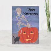 Denker Skelet op Pompoen Halloween Kaarten (Voorkant)