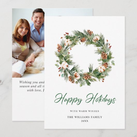 DENKFOTO Dennenkegels Krans Kerst Groet Feestdagenkaart (Voorkant / Achterkant)