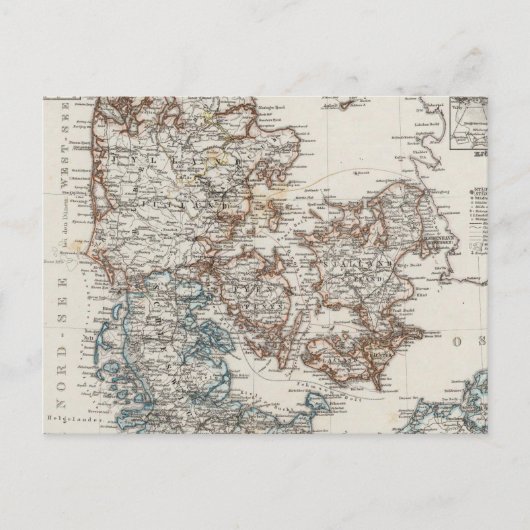 Denmark Atlas Map with 5 inset maps Briefkaart (Voorkant)