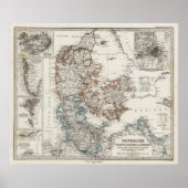 Denmark Atlas Map with 5 inset maps Poster (Voorkant)