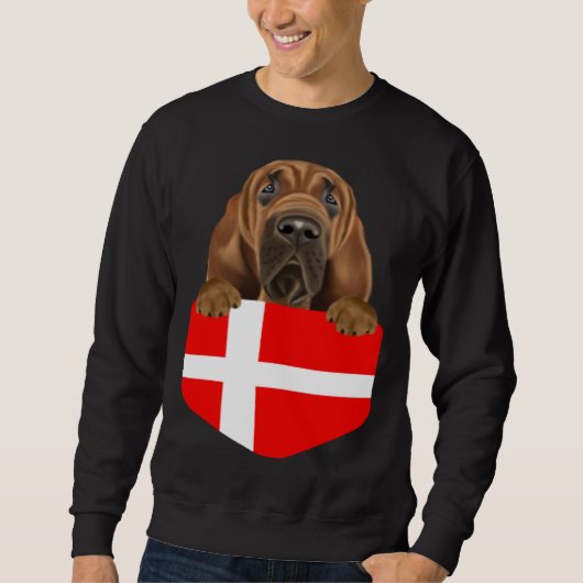 Denmark Flag Bloodhound Dog In Pocket Trui (Voorkant)