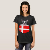 Denmark Flag Boston Terrier Dog In Pocket T-shirt (Voorkant volledig)
