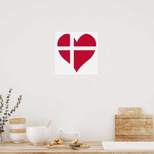 Denmark Flag Heart Poster (Keuken)