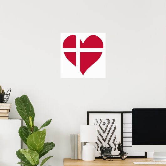 Denmark Flag Heart Poster (Thuiskantoor)