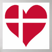 Denmark Flag Heart Poster (Voorkant)