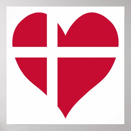 Denmark Flag Heart Poster (Voorkant)