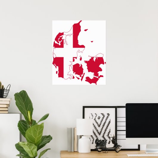 Denmark Flag Map Poster (Thuiskantoor)