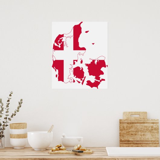 Denmark Flag Map Poster (Keuken)
