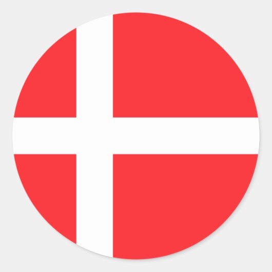 Denmark, flag ronde sticker (Voorkant)
