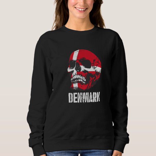Denmark Flag Skull Danish Pride Patriotic Trui (Voorkant)