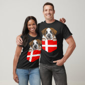 Denmark Flag St Bernard Dog In Pocket T-shirt (Unisex)