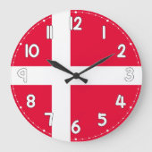 Denmark Flag Wall Clock – Patriotic Danish Decor Grote Klok (Voorkant)