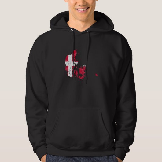 Denmark flag with Danish map distressed Hoodie (Voorkant)