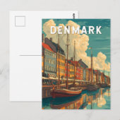 Denmark Illustration Travel Art Vintage Briefkaart (Voorkant / Achterkant)