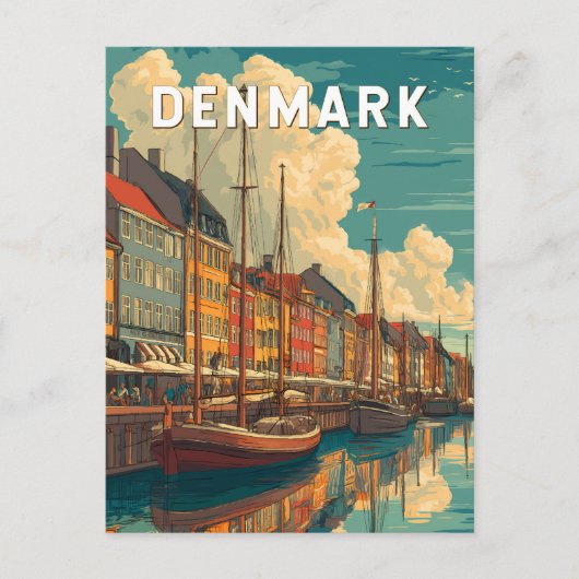 Denmark Illustration Travel Art Vintage Briefkaart (Voorkant)
