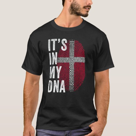 Denmark It's In My DNA Cute Danish Fingerprint Fla T-shirt (Voorkant)