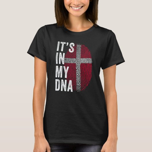 Denmark It's In My DNA Cute Danish Fingerprint Fla T-shirt (Voorkant)