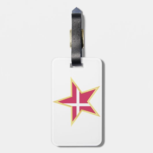 Denmark National Flag Star Shape Bagagelabel (Achterkant verticaal)